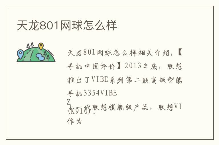 天龙801网球怎么样