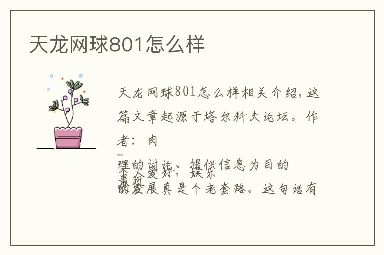 天龙网球801怎么样