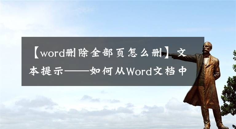 【word删除全部页怎么删】文本提示——如何从Word文档中删除页面文章配图