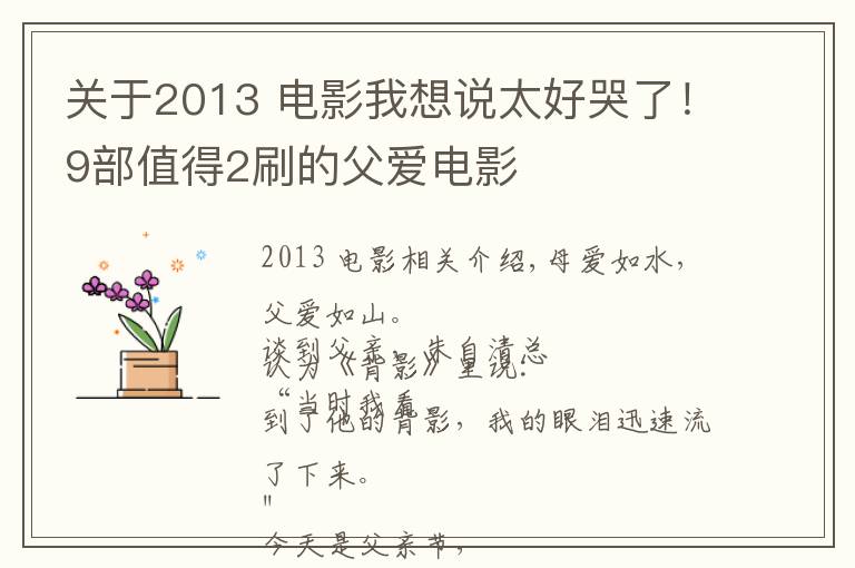 关于2013 电影我想说太好哭了！9部值得2刷的父爱电影