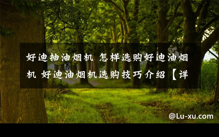 好迪抽油烟机 怎样选购好迪油烟机 好迪油烟机选购技巧介绍【详解】文章配图