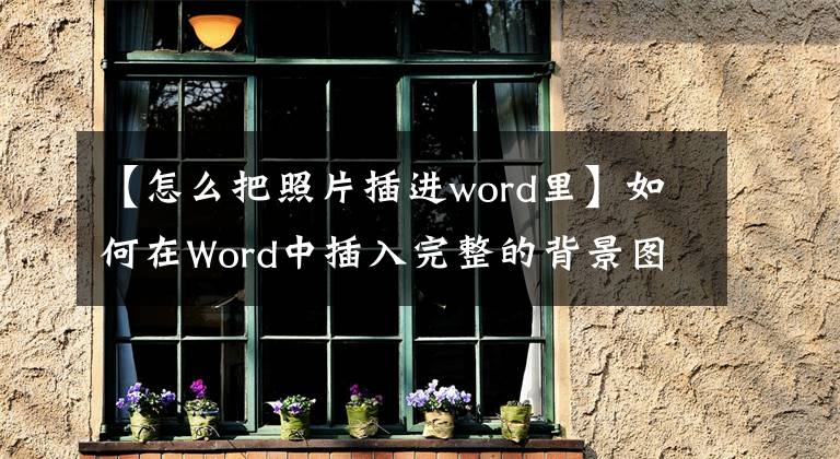 【怎么把照片插进word里】如何在Word中插入完整的背景图片？不要循环播放图片文章配图