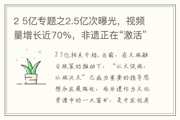 2 5亿专题之2.5亿次曝光，视频量增长近70%，非遗正在“激活”年轻密码