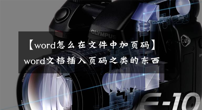 【word怎么在文件中加页码】word文档插入页码之类的东西文章配图