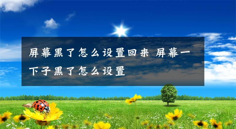 屏幕黑了怎么设置回来 屏幕一下子黑了怎么设置文章配图