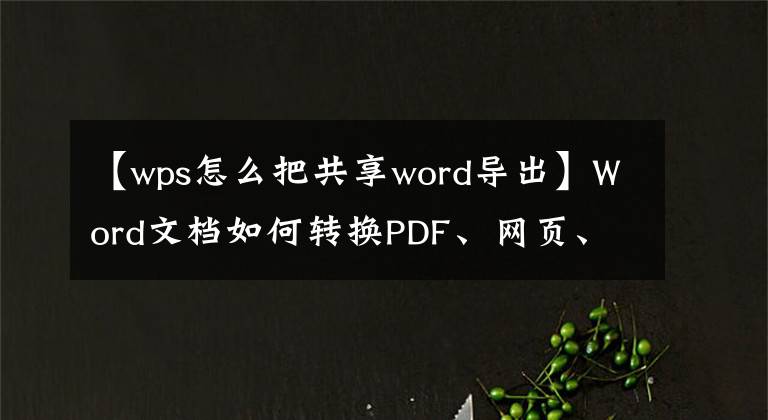 【wps怎么把共享word导出】Word文档如何转换PDF、网页、PPT等文章配图