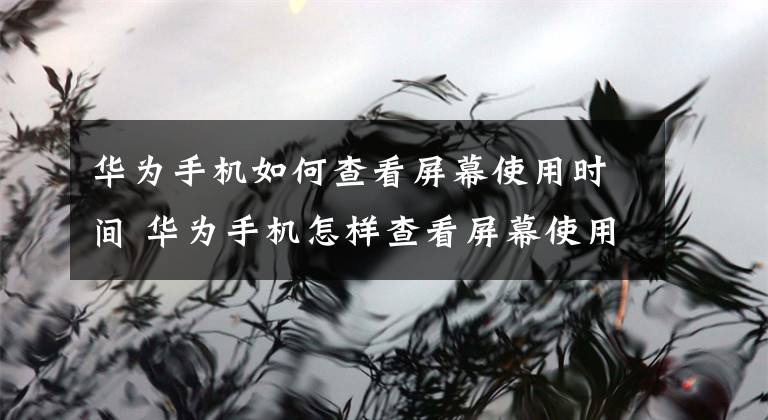 华为手机如何查看屏幕使用时间 华为手机怎样查看屏幕使用时间文章配图
