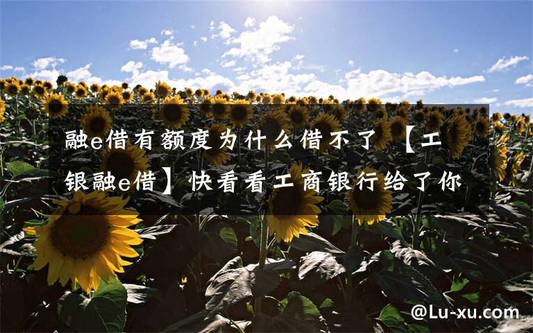 融e借有额度为什么借不了 【工银融e借】快看看工商银行给了你多少信用消费贷款额度！文章配图