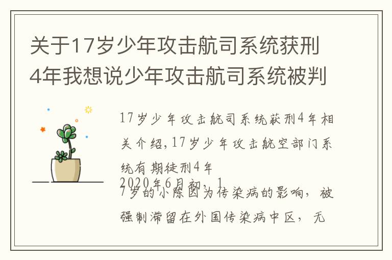 关于17岁少年攻击航司系统获刑4年我想说少年攻击航司系统被判四年，青少年最常见的5种犯罪，家长需重视