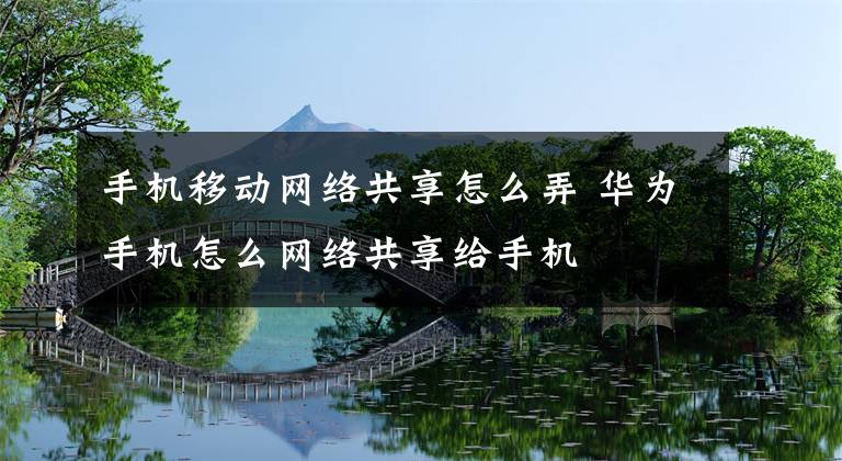 手机移动网络共享怎么弄 华为手机怎么网络共享给手机文章配图