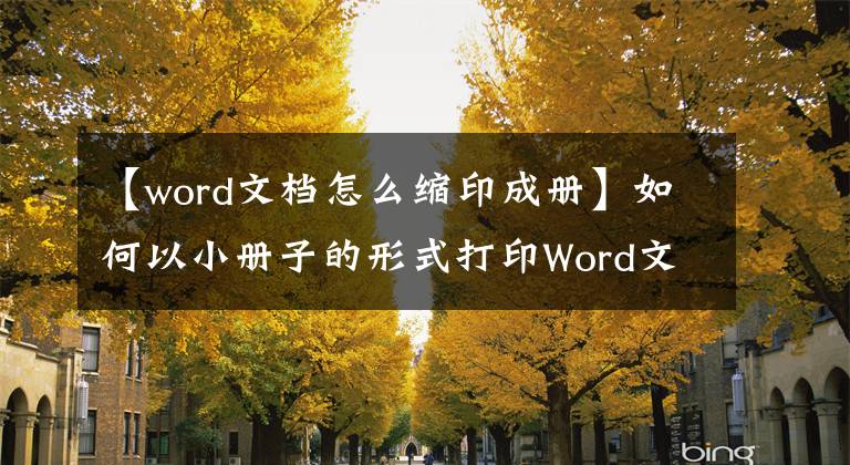 【word文档怎么缩印成册】如何以小册子的形式打印Word文档？文章配图