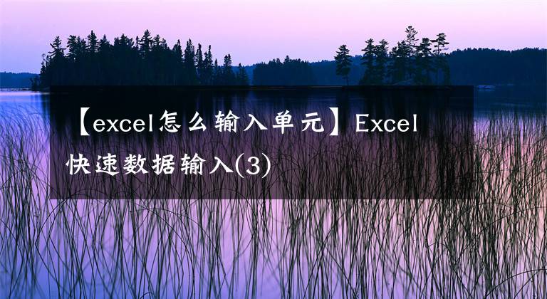 【excel怎么输入单元】Excel快速数据输入(3)文章配图