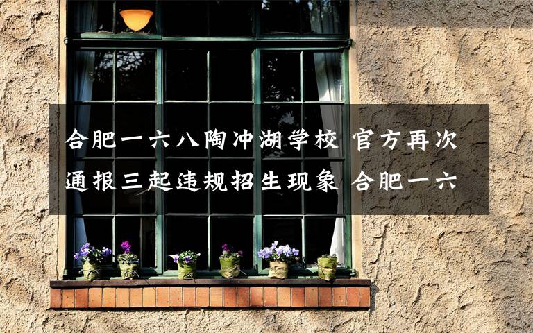 合肥一六八陶冲湖学校 官方再次通报三起违规招生现象 合肥一六八陶冲湖学校等被点名批评