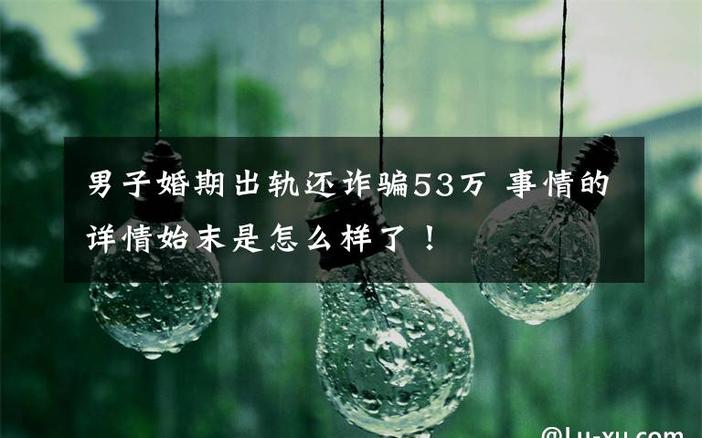 男子婚期出轨还诈骗53万 事情的详情始末是怎么样了！