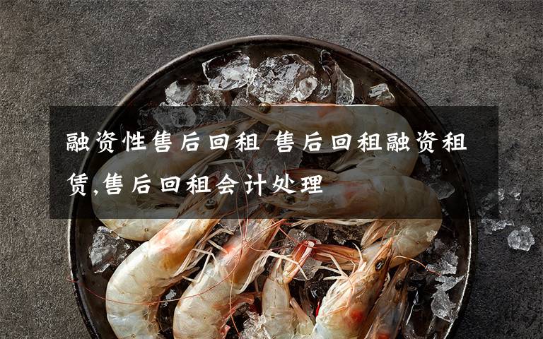 融资性售后回租 售后回租融资租赁,售后回租会计处理文章配图