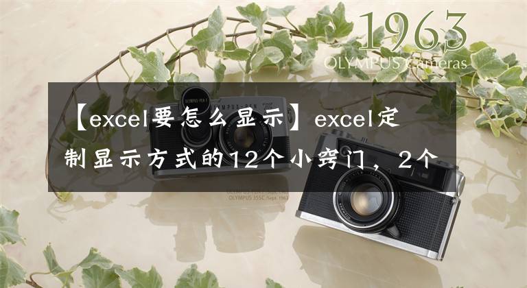【excel要怎么显示】excel定制显示方式的12个小窍门，2个小时就整理好了。请准备收藏文章配图