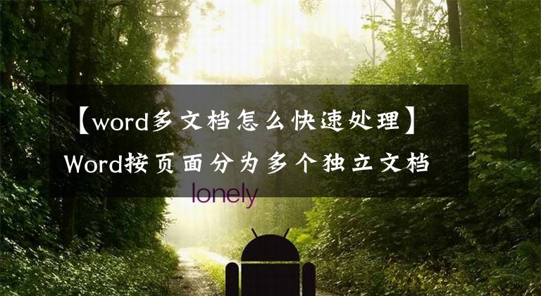 【word多文档怎么快速处理】Word按页面分为多个独立文档，同事每天的工作量只有30分钟。文章配图