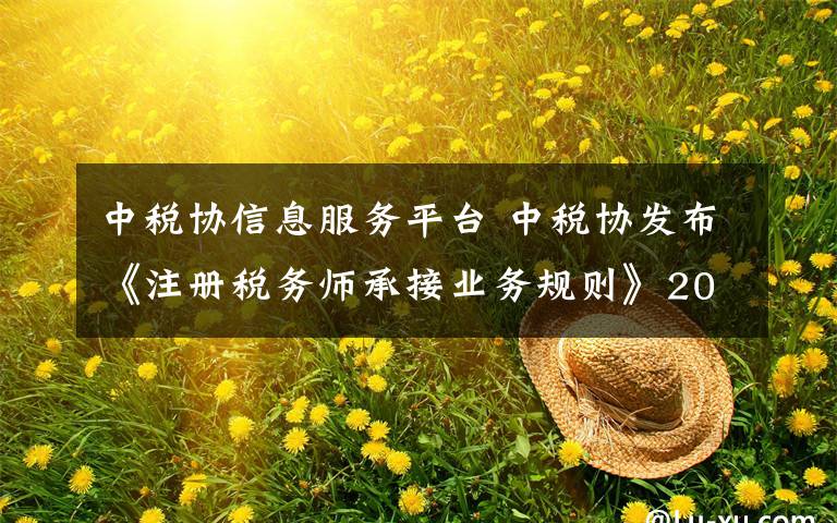 中税协信息服务平台 中税协发布《注册税务师承接业务规则》2015全文文章配图