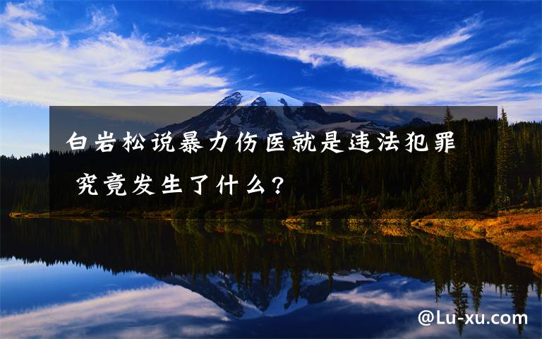 白岩松说暴力伤医就是违法犯罪 究竟发生了什么?文章配图