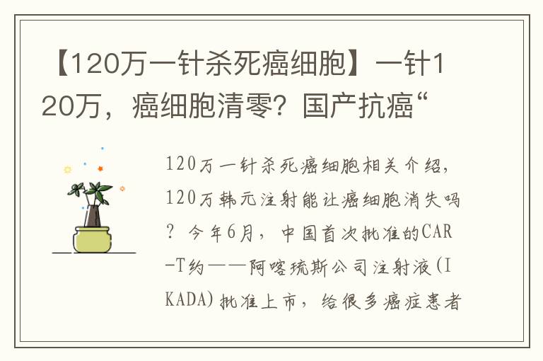 【120万一针杀死癌细胞】一针120万，癌细胞清零？国产抗癌“神药”上市后，有医院一晚接上百个电话