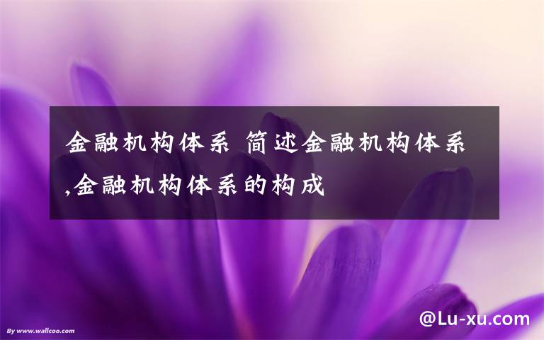 金融机构体系 简述金融机构体系,金融机构体系的构成文章配图