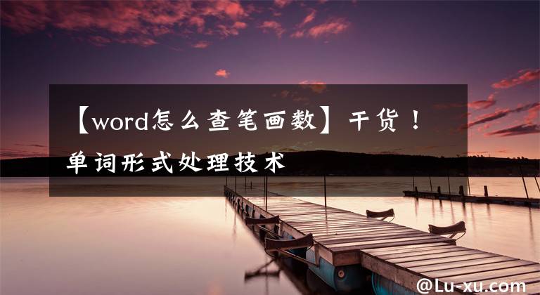 【word怎么查笔画数】干货！单词形式处理技术文章配图