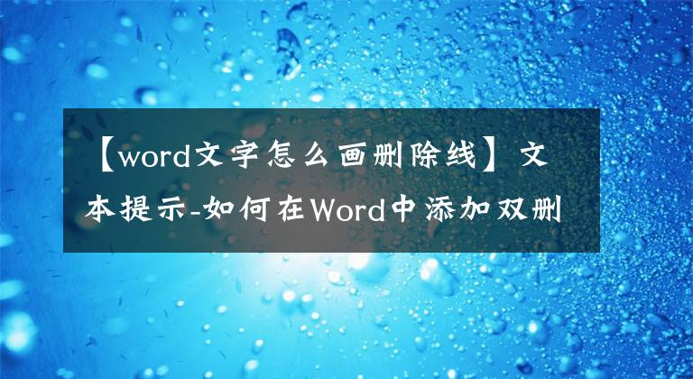 【word文字怎么画删除线】文本提示-如何在Word中添加双删除线文章配图