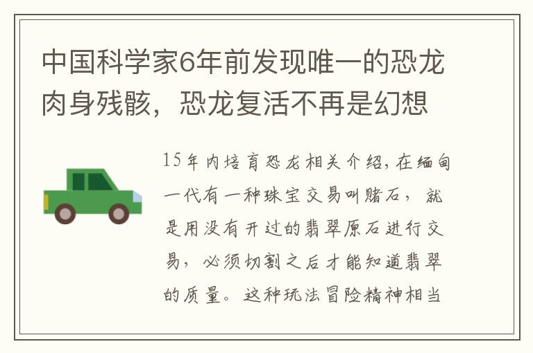 中国科学家6年前发现唯一的恐龙肉身残骸，恐龙复活不再是幻想？