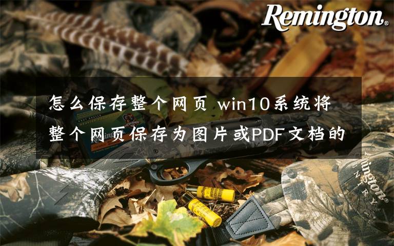 怎么保存整个网页 win10系统将整个网页保存为图片或PDF文档的操作方法文章配图