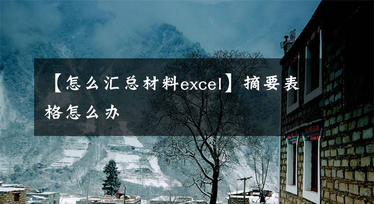 【怎么汇总材料excel】摘要表格怎么办文章配图