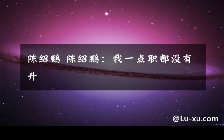 陈绍鹏 陈绍鹏：我一点职都没有升文章配图