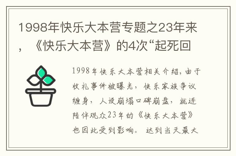 1998年快乐大本营专题之23年来，《快乐大本营》的4次“起死回生”，堪称教科书级自救