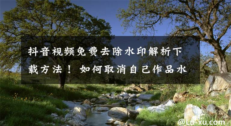 抖音视频免费去除水印解析下载方法！ 如何取消自己作品水印文章配图