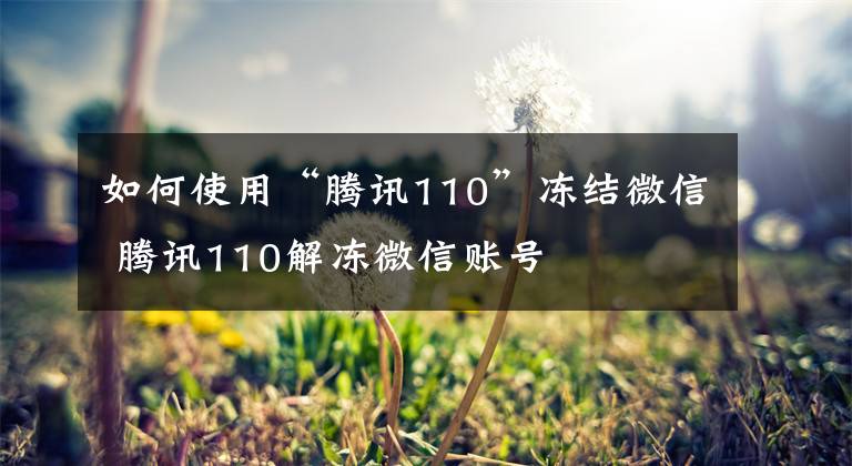 如何使用“腾讯110”冻结微信 腾讯110解冻微信账号