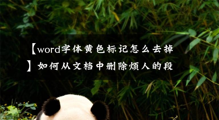 【word字体黄色标记怎么去掉】如何从文档中删除烦人的段落标签