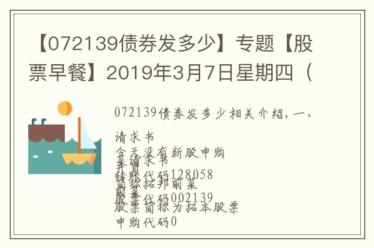 【072139债券发多少】专题【股票早餐】2019年3月7日星期四（附股）