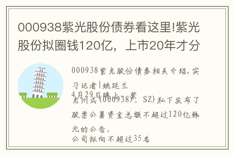 000938紫光股份债券看这里!紫光股份拟圈钱120亿，上市20年才分红7.5亿，控股股东疯狂减持