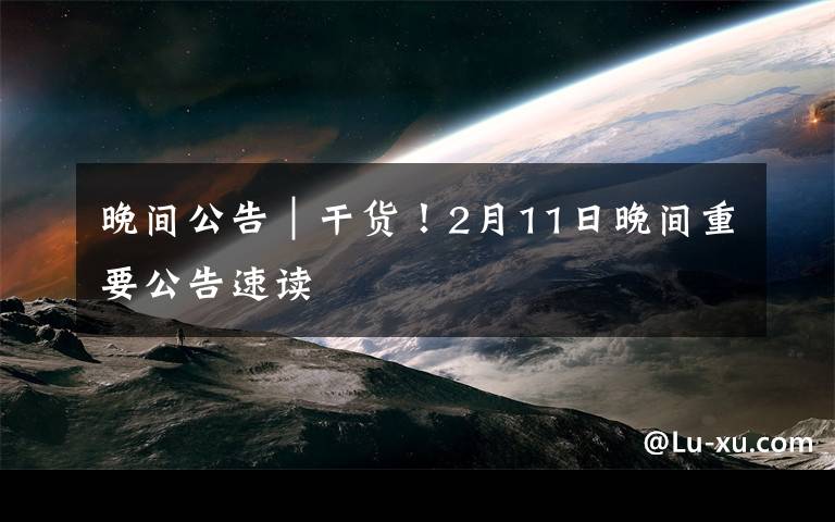 晚间公告｜干货！2月11日晚间重要公告速读文章配图