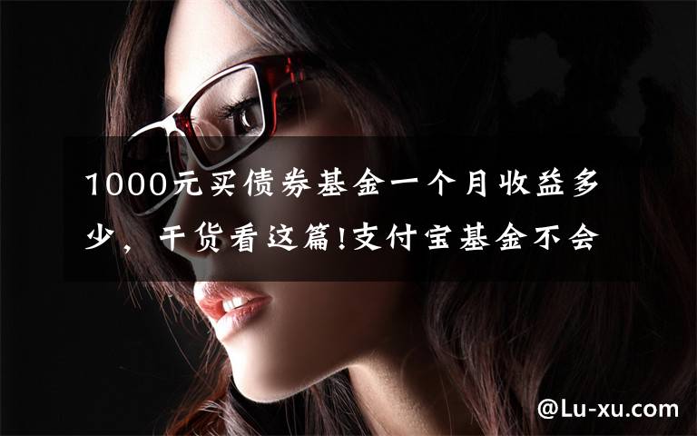 1000元买债券基金一个月收益多少，干货看这篇!支付宝基金不会选？看我这篇就够了