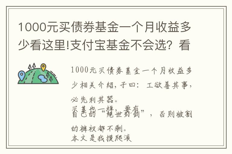 1000元买债券基金一个月收益多少看这里!支付宝基金不会选？看我这篇就够了