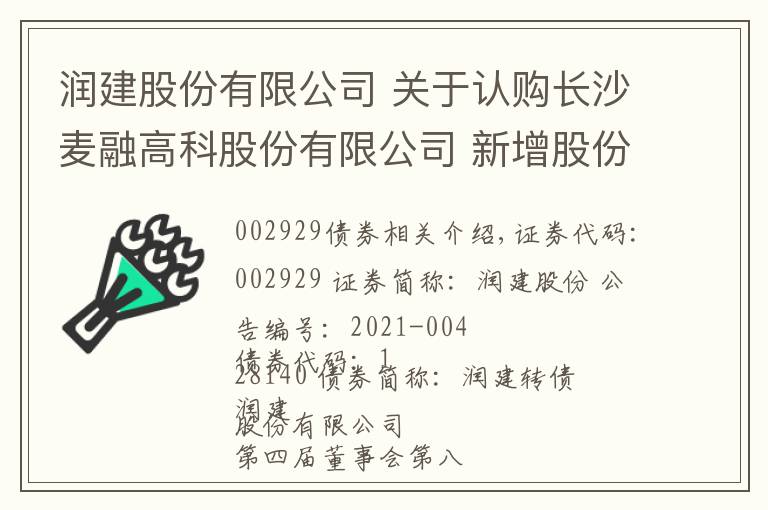 润建股份有限公司 关于认购长沙麦融高科股份有限公司 新增股份暨关联交易的公告