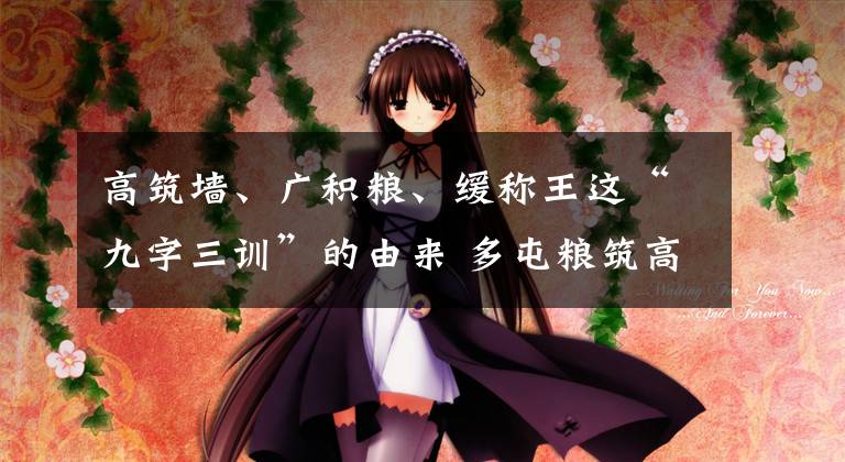 高筑墙、广积粮、缓称王这“九字三训”的由来 多屯粮筑高墙缓称王文章配图