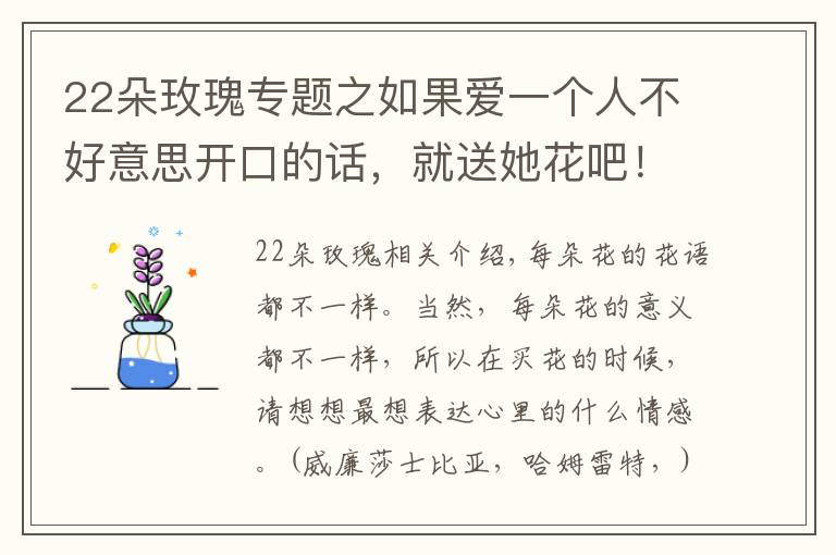 22朵玫瑰专题之如果爱一个人不好意思开口的话，就送她花吧！1到100朵玫瑰花语文章配图
