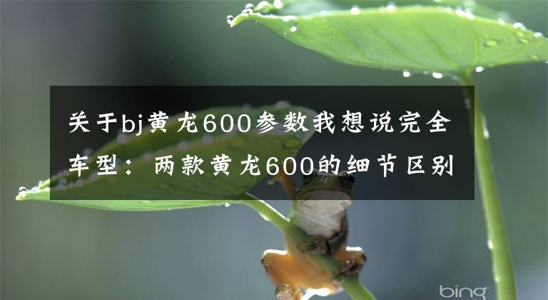 关于bj黄龙600参数我想说完全车型：两款黄龙600的细节区别