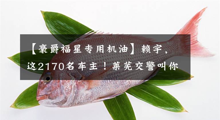 【豪爵福星专用机油】赖宇，这2170名车主！莱芜交警叫你来引导车！文章配图