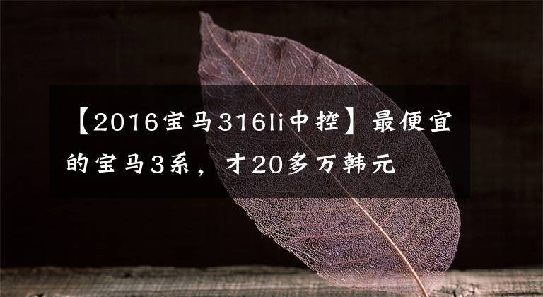 【2016宝马316li中控】最便宜的宝马3系，才20多万韩元