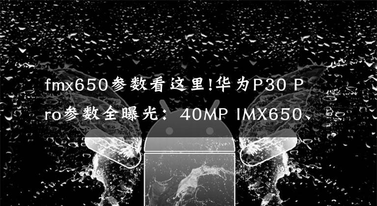 fmx650参数看这里!华为P30 Pro参数全曝光：40MP IMX650、50倍数码变焦