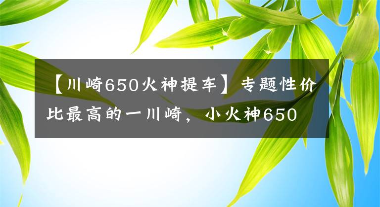 【川崎650火神提车】专题性价比最高的一川崎，小火神650