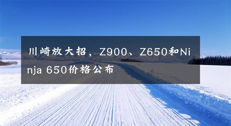 川崎放大招，Z900、Z650和Ninja 650价格公布