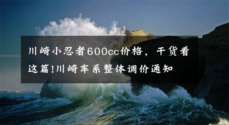 川崎小忍者600cc价格，干货看这篇!川崎车系整体调价通知